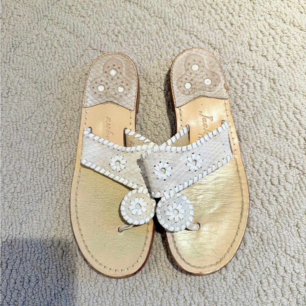 Jack Rogers Tan & White Sandals - Picture 1 of 4